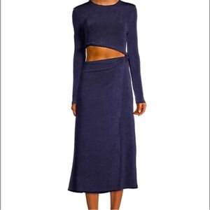 MISHA • Arma Cutout Midi Dress Size 8 Navy Revolve NEW